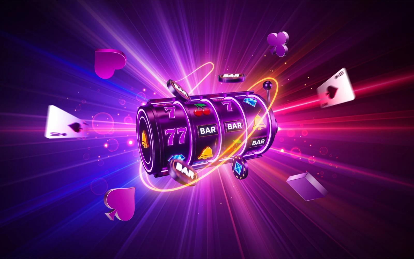 Visual slot bertema dengan simbol permainan di layar digital