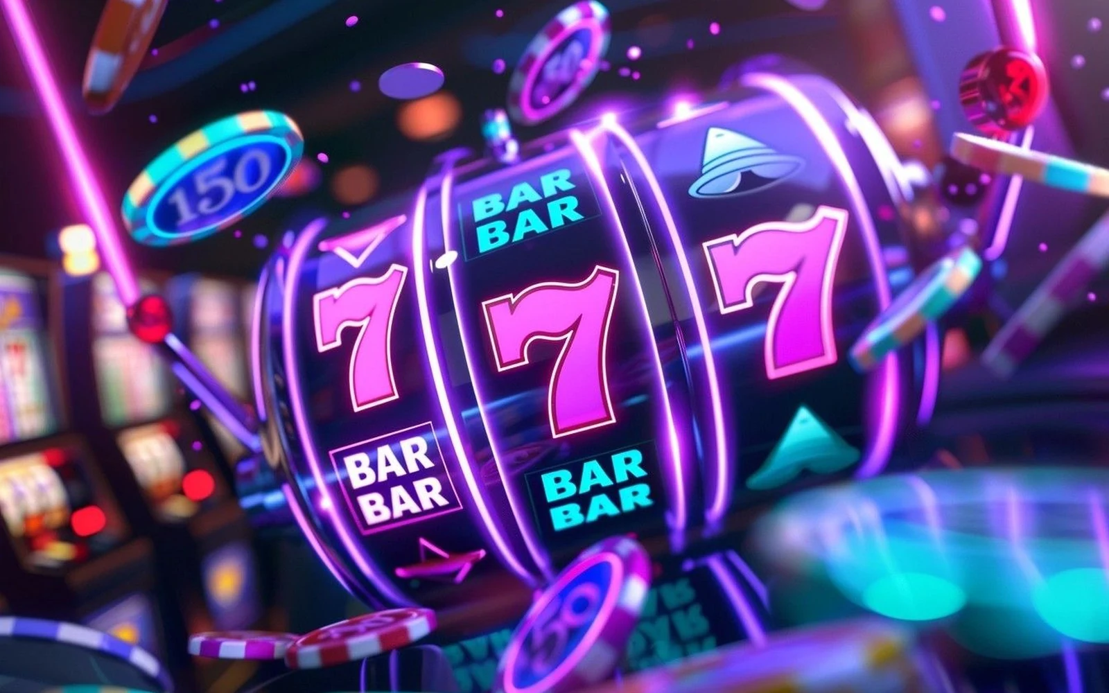 Ilustrasi slot digital dengan simbol dan putaran bonus
